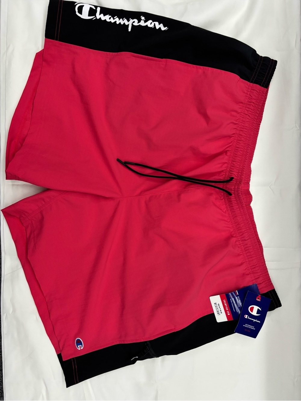 Champion Bright Pink Athletic Shorts with Black Waistband